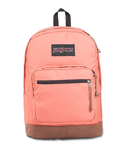 Budget-friendly backpacks for schoolJanSport Right Pack Backpack - School, Travel, Work, or Laptop Bookbag with Leather Bottom, Crabapple