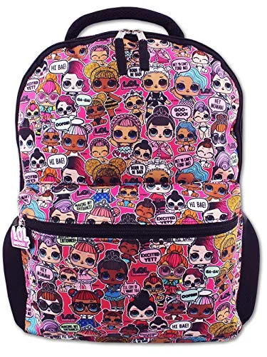 Outdoor backpacks for adventure travelL.O.L. Surprise! Dolls Girls 16" School Backpack (One Size, Black/Pink)