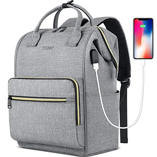 Backpacks for all-day wear and useLaptop Backpack for Women Men, Travel Backpack for 15.6 Inch Laptop with RFID Pocket USB Charging Port, College School Backpack Bookbag Water Resistant Carry on Bag for Office/Teacher/Work,Grey