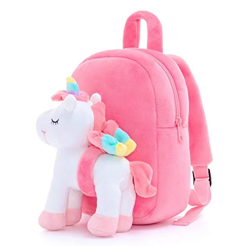 Backpacks with mesh side pocketsLazada Unicorn Toddler Backpack with Stuffed Snuggle Toys White 9.5" Aged 2+