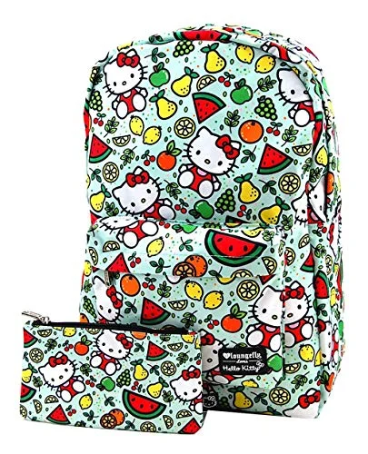 Backpacks with secret compartmentsLoungefly Hello Sanrio Fruit Regular Canvas Backpack and Pouch Set (Green)