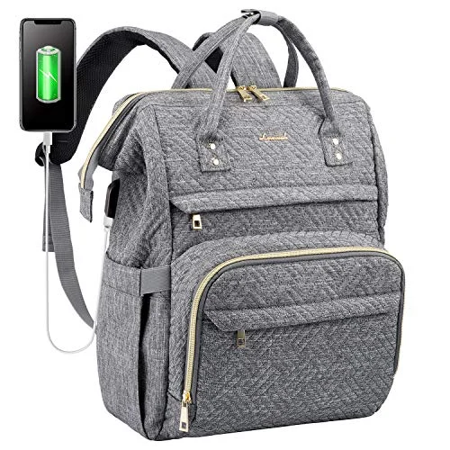 Vintage backpacks for menLOVEVOOK Laptop Backpack Womens Computer Bag Nurse Teacher Backpack Purse Laptop Bookbag, 17 inch, Plait Grey