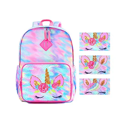 Backpacks for outdoor sportsMagic Reversible Sequin School Bag, Lightweight Pre-School Backpack for for Kindergarten or Elementary (Rainbow Unicorn, 15-inch)