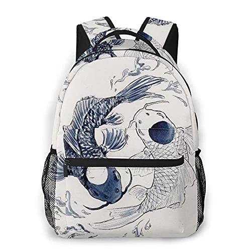 Travel backpacks with ergonomic designNINEHASA Laptop Backpack,Koi Fish Yin Yang Beautiful Colorful Carp Animal,Casual Lightweight College School Bookbag Computer Bag Travel Business Backpacks