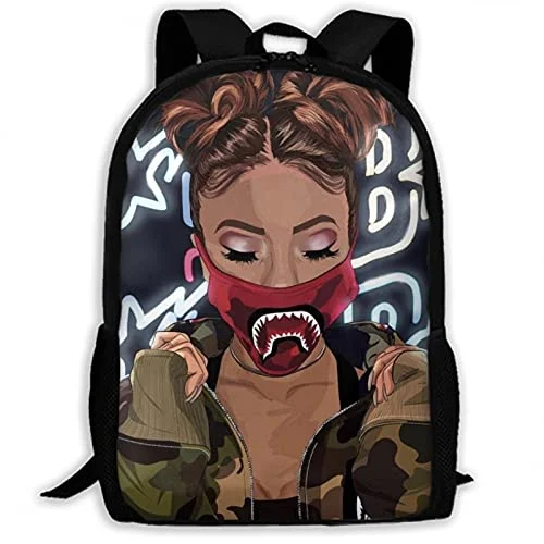 Backpacks with built-in tech organizerNiYoung Climbing Picnic Running Backpack Daypack Durable Polyester Anti-Theft Multipurpose Rucksack Large Capacity Bookbag, Anime Bapes Camo Shark Teeth Art