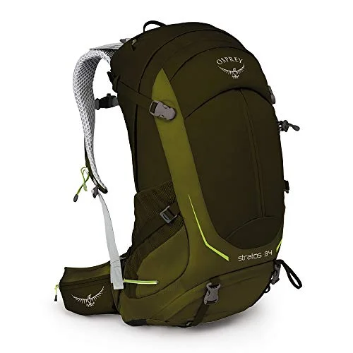 Backpacks for urban travel with tech storageOsprey Stratos 34 Men's Hiking Backpack, Gator Green , Small/Medium