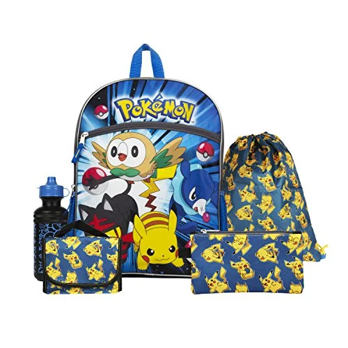 Slim and sleek backpacks for studentsPokemon Blue and Yellow 16" Backpack Back to School Essentials Set