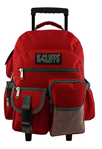 Spacious backpacks for packing for a long tripRolling Backpack Wheeled School Backpack Book Bag Daypack with multiple Pockets Red