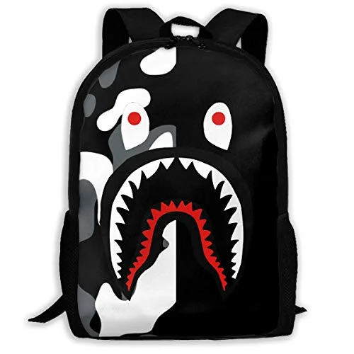 Casual backpacks for city livingS-h-a-r-k Pattern Blood Backpack For Travel Laptop Daypack 3D Print Bag For Men