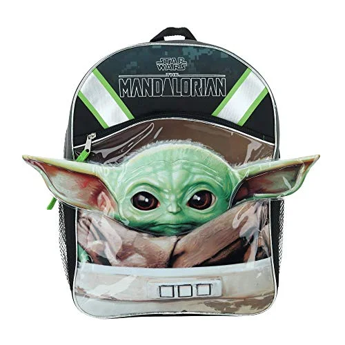 Travel-friendly backpacks for light packingStar Wars"The Child" Baby Yoda 16" Half Moon Backpack with 1 Zipper Front Pocket & Ears