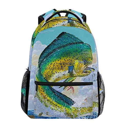 Backpacks for long-term outdoor expeditionsStylish Mahi Fish Backpack- Lightweight School College Travel Bags, ChunBB 16" x 11.5" x 8"