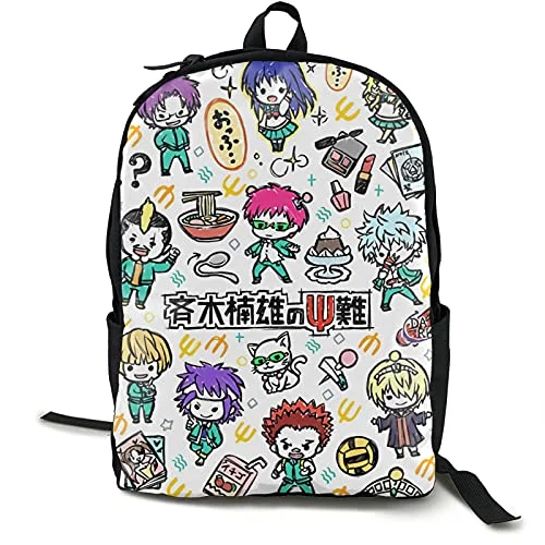 Fashionable travel backpacks for menThe Disastrous Life of Saiki K Anime Backpack Fashion Simple Backpack School Rucksack College Bookbag Laptop Bag Multifunction Daypack Anime Canvas Stationery Set