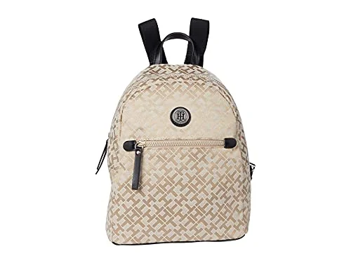 Large-capacity backpacks for school and workTommy Hilfiger Willow II-Backpack-Geometric Jacquard w/Colored Trim Khaki Tonal/Black One Size