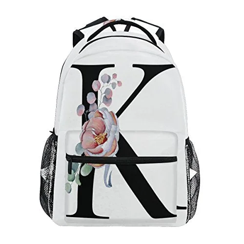 Backpacks for casual and formal occasionsTropicalLife K Letter with Flower Backpacks Bookbag Shoulder School Computer Hiking Gym Travel Casual Travel Daypack