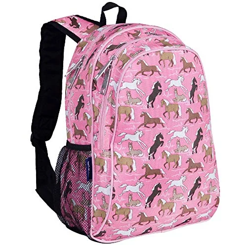 Spacious backpacks for carrying a lot of gearWildkin 15 Inch Kids Backpack for Boys & Girls, 600-Denier Polyester Backpack for Kids, Features Padded Back & Adjustable Strap, Perfect Size for School & Travel Backpacks, BPA-free (Horses in Pink)