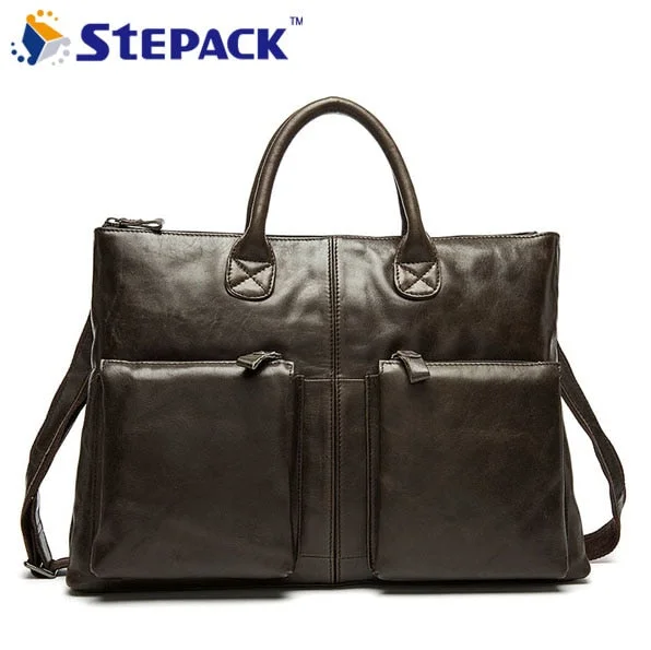 high-end briefcase with gold-plated hardware for luxury professionals -2017 New Arrival Briefcase Handbag Tote Leather Business Briefcase Bags Leather Bag Men Genuine