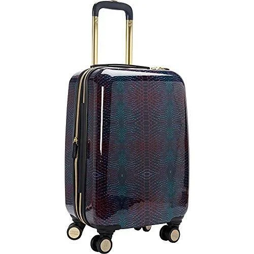 suitcase with built-in power outlets-Aimee Kestenberg Ivy 20" Upright Spinner Suitcase, Midnight Python