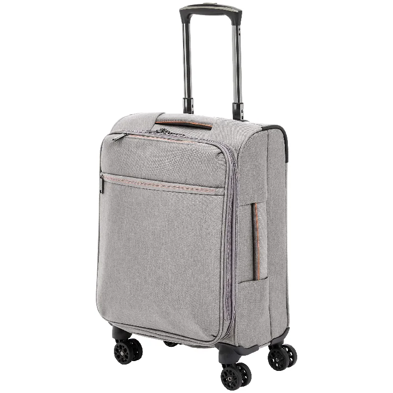 suitcase for budget-conscious travelers-AmazonBasics Belltown Softside Rolling Spinner Suitcase Luggage - 21-Inch, Heather Grey