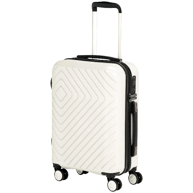 suitcase for elegant and fashionable packing-AmazonBasics Geometric Luggage 18-inch international carry-on, Cream