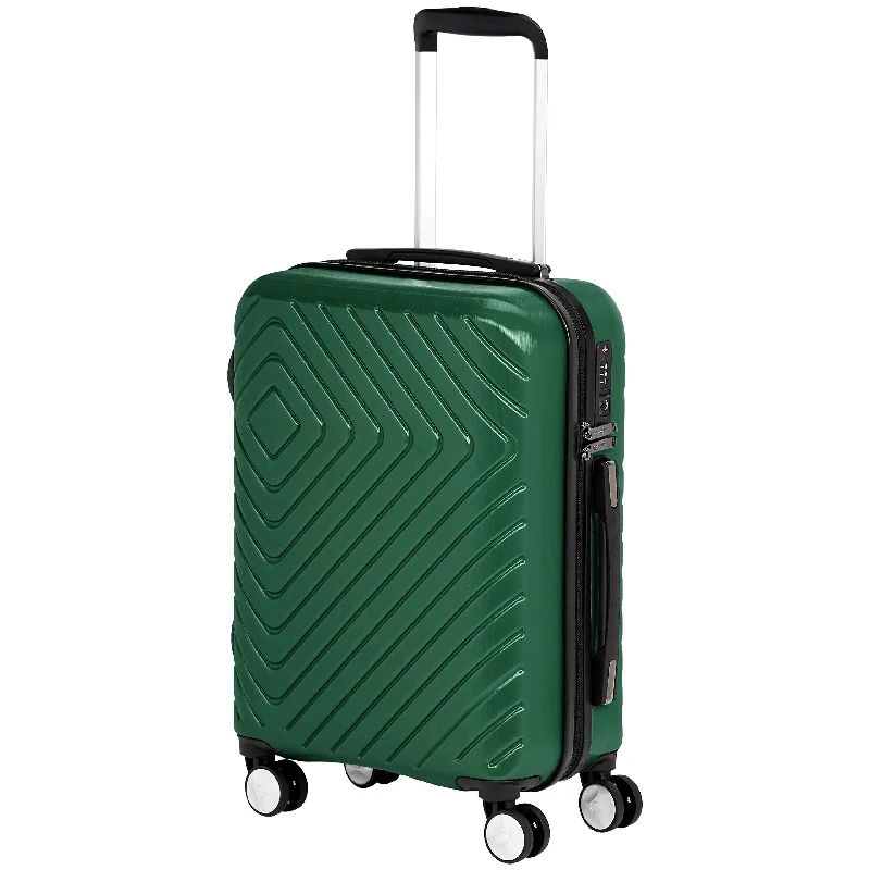 suitcase for hassle-free airport check-in-AmazonBasics Geometric Luggage 18-inch international carry-on, Green