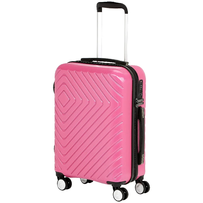 suitcase for lightweight but durable packing-AmazonBasics Geometric Luggage 18-inch international carry-on, Pink