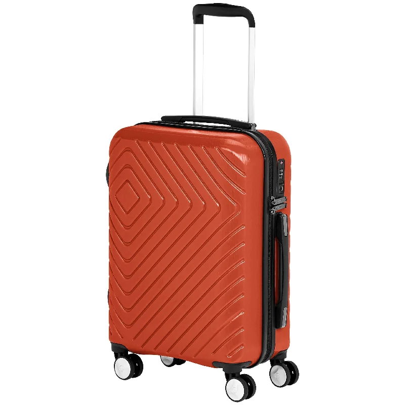 suitcase with built-in laundry compartments-AmazonBasics Geometric Luggage 18-inch international carry-on, Red