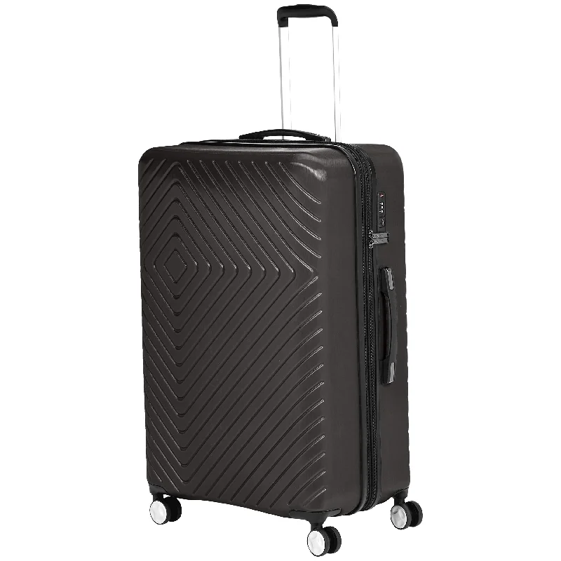 suitcase with ergonomic handle for comfort-AmazonBasics Geometric Travel Luggage Expandable Suitcase Spinner with Wheels and Built-In TSA Lock, 31.5 Inch - Black