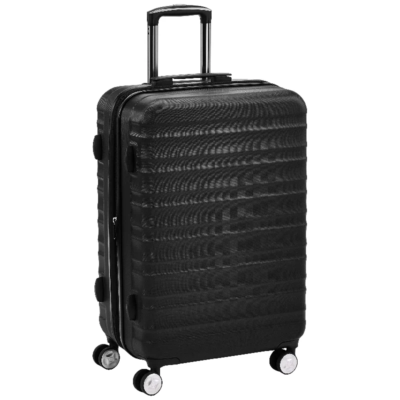 suitcase with custom compartments-AmazonBasics Premium Luggage, Hardside Spinner Travel Suitcase with Wheels - Black