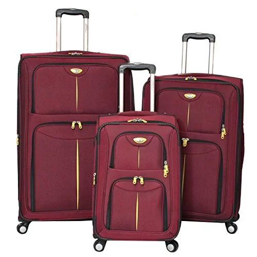 suitcase with storage for shoes-American Green Travel Icon Expandable Luggage Set, Burgundy