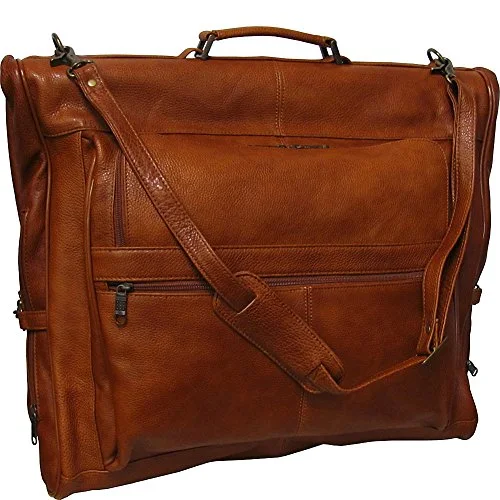 suitcase for ski and snowboarding gear-Amerileather Leather Three-Suit Garment Bag,Brown,Us