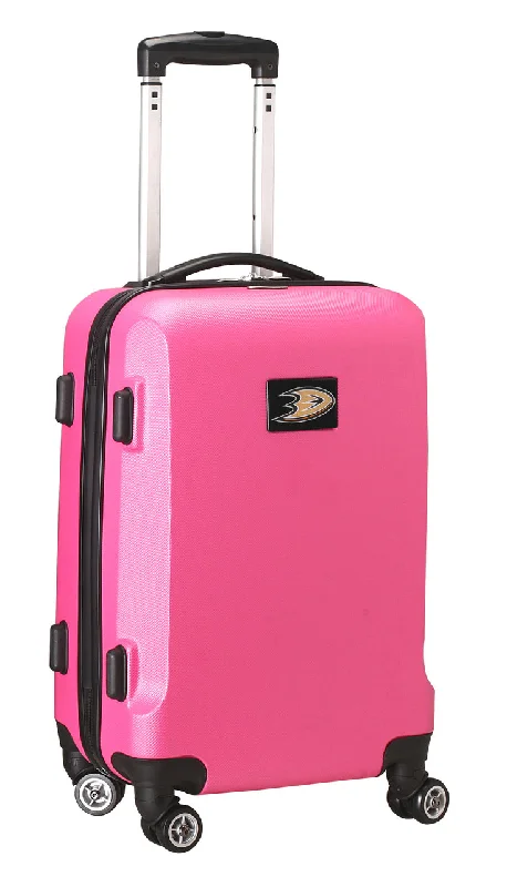 suitcase for quick vacation packing-Anaheim Mighty Ducks 20" Pink Domestic Carry-on Spinner