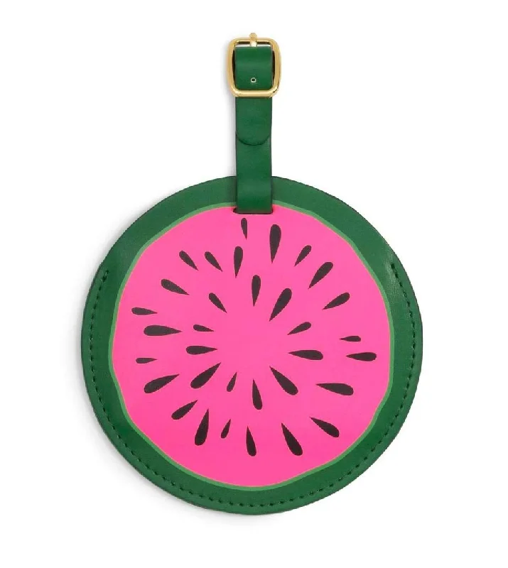 suitcase for efficient travel planning-ban.do Women's Getaway Leatherette Circle Luggage Tag with Strap (watermelon)