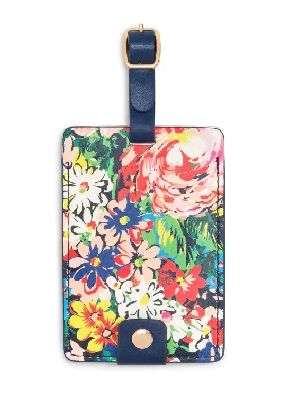 suitcase with external expandable pockets-Ban.do Women's Getaway Leatherette Floral Luggage Tag with Strap, Flower Shop