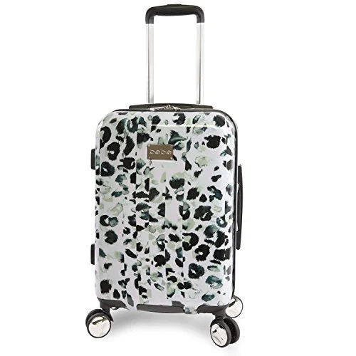 suitcase with multi-function features-Bebe Women'S Abigail 21" Hardside Carry-On Spinner Luggage, Winter Leopard