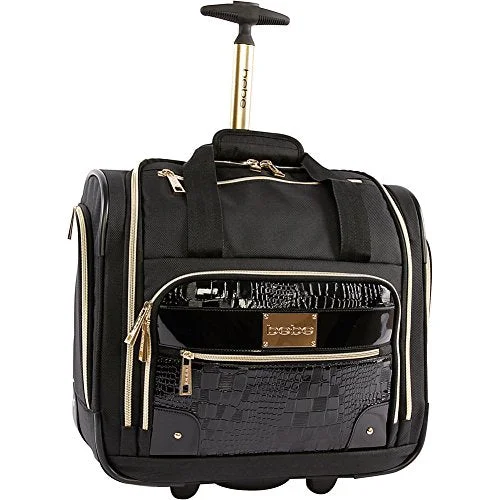 suitcase with spacious interior-Bebe Women'S Danielle-Wheeled Under The Seat Carry On Bag, Black Croc