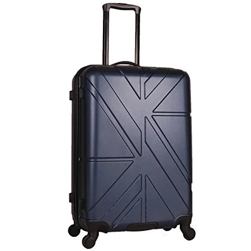 suitcase with waterproof zippered compartments-Ben Sherman 24" Abs 4-Wheel Check In Luggage, Navy