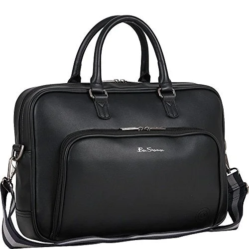 waterproof briefcase for all weather conditions -Ben Sherman Faux Leather Top Zip 15.0" Computer Bag Laptop Briefcase, Black, One Size