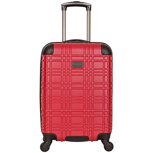 suitcase with built-in organization tools-Ben Sherman Nottingham 20" Embossed Pap 4-Wheel Upright Carry-On In Red