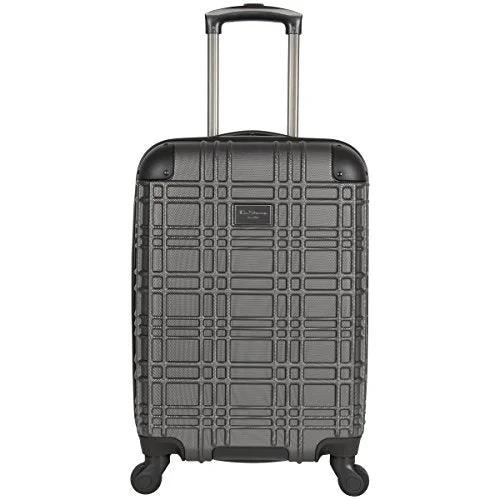 suitcase for high-end business travelers-Ben Sherman Nottingham 20” Lightweight Embossed Pap 4-Wheel Upright Carry-On, Charcoal