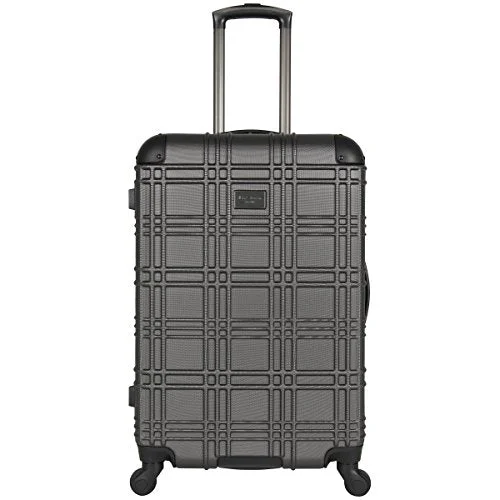 suitcase with expandable depth-Ben Sherman Nottingham 24” Lightweight Embossed Pap 4-Wheel Upright Luggage, Charcoal