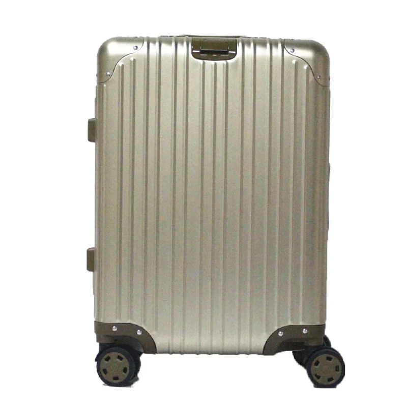 suitcase with a sturdy locking system-Boarding Suitcase, Aluminum-Magnesium Alloy Trolley Case, Durable Pc Luggage Case, With Tsa Lock Rotating Wheels, Gold, 24 inch