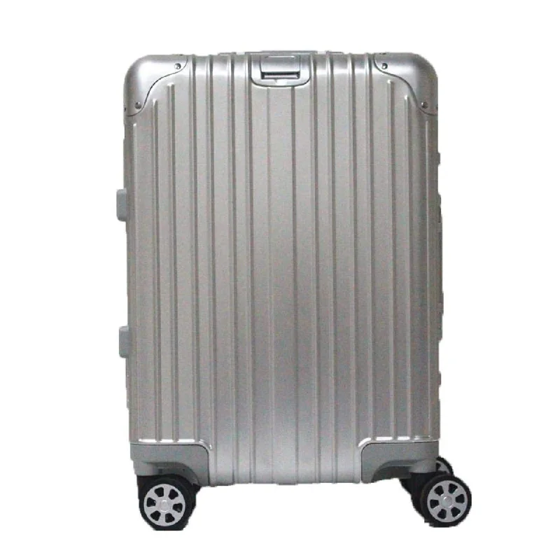 suitcase for summer vacations-Boarding Suitcase, Aluminum-Magnesium Alloy Trolley Case, Durable Pc Luggage Case, With Tsa Lock Rotating Wheels, Silver, 20 inch