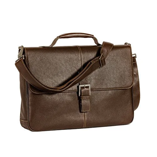 suitcase with top handle for easy carrying-Boconi Tyler Tumbled Brokers Bag (Coffee With Khaki)