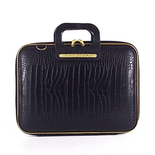 travel briefcase with room for personal items -Bombata Gold Cocco 13-Inch Briefcase (Black)