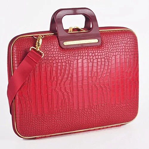 luxury briefcase with minimalistic design -Bombata Gold Cocco 15-Inch Briefcase (Red)