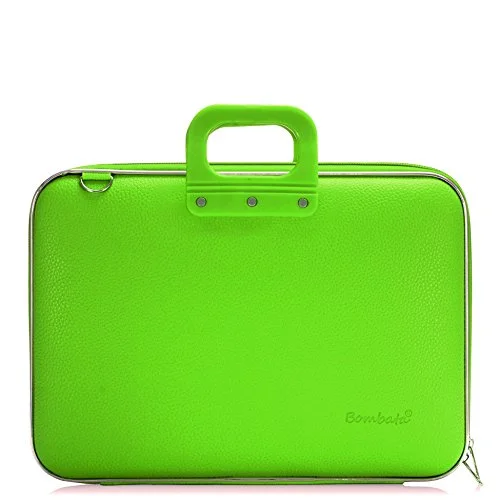 designer briefcase with luxury leather exterior -Bombata Maxi Briefcase 17-Inch (Green)