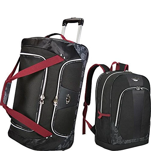 suitcase for hassle-free travel-Bret Michaels Luggage Classic Road 2 Piece Rolling Duffel And Laptop Backpack