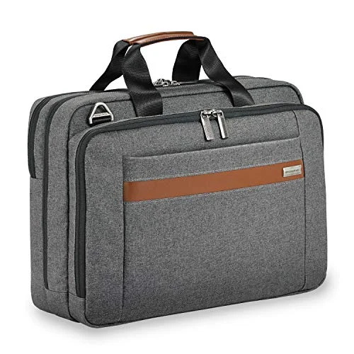 modern briefcase with adjustable compartments -Briggs & Riley Kinzie Street Medium Brief Briefcase, Grey, One Size