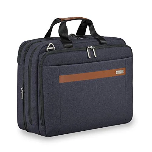 designer briefcase with high-end leather craftsmanship -Briggs & Riley Kinzie Street Medium Expandable Brief Briefcase, Navy, One Size