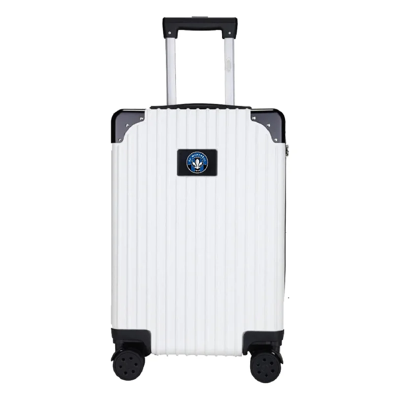 suitcase with smooth gliding mechanism-CF Montréal 21" Exec 2-Toned Carry On Spinner -WHITE